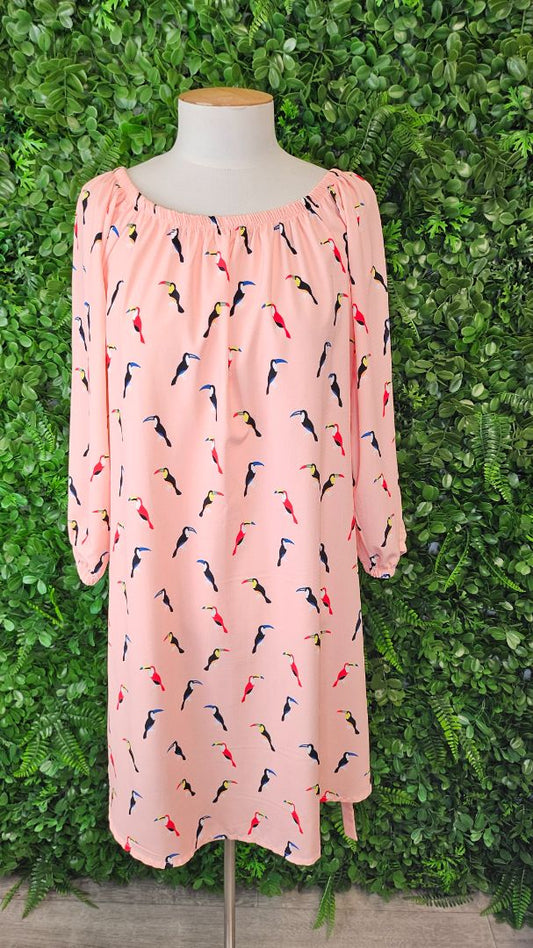 White Chalk Multi Bird Print Dress (12)