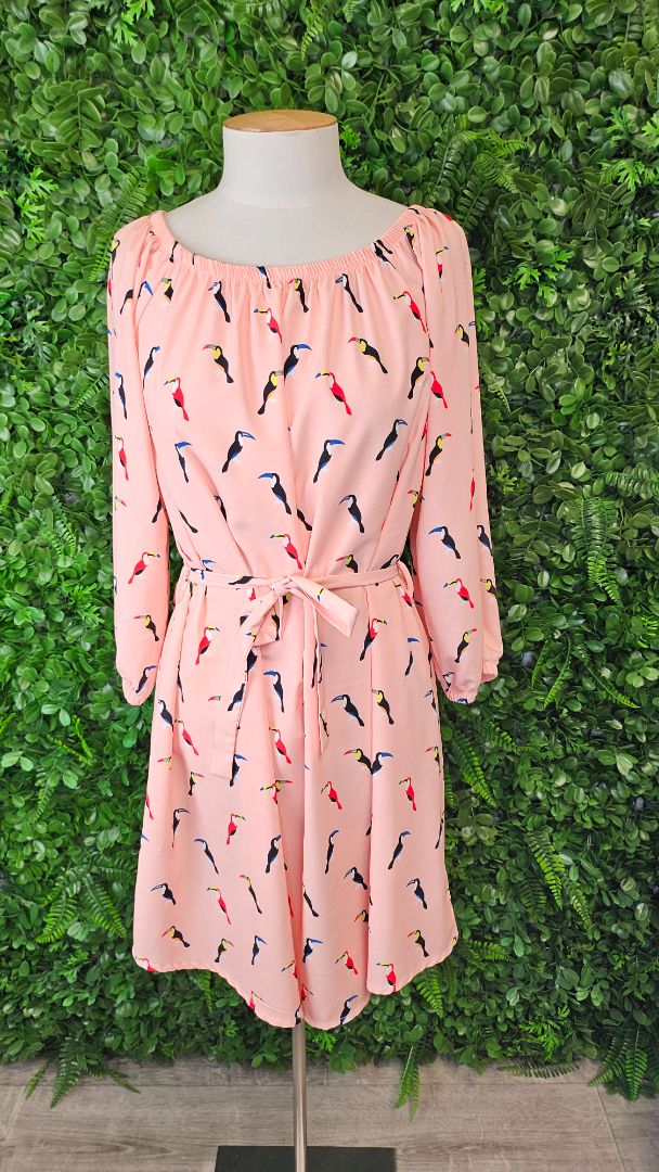 White Chalk Multi Bird Print Dress (12)