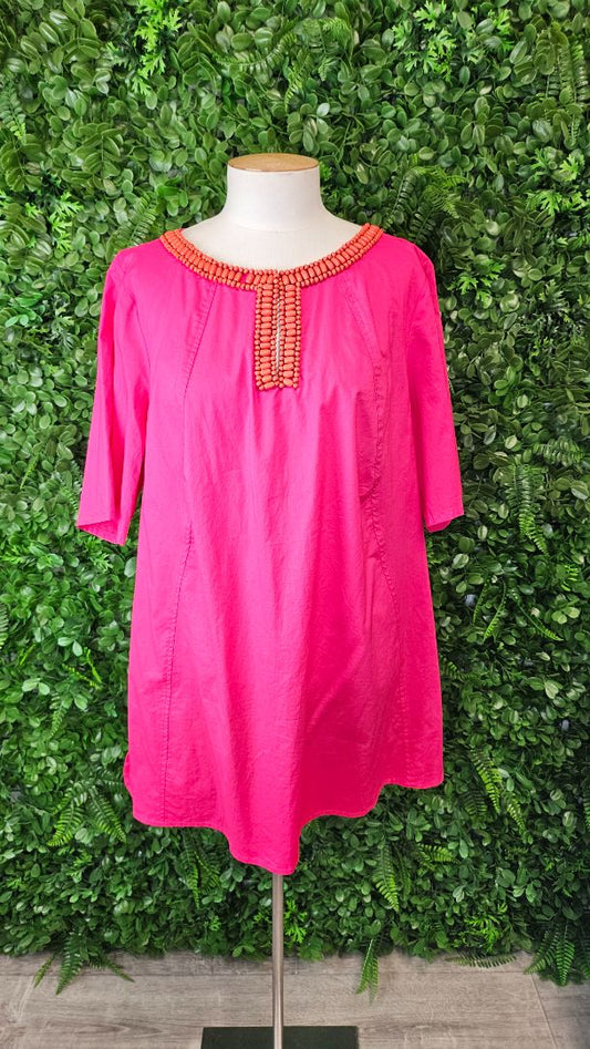 Blue Illusion Pink Beaded Collar Tunic (16)