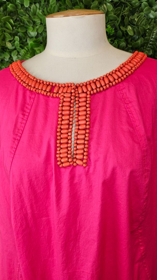 Blue Illusion Pink Beaded Collar Tunic (16)