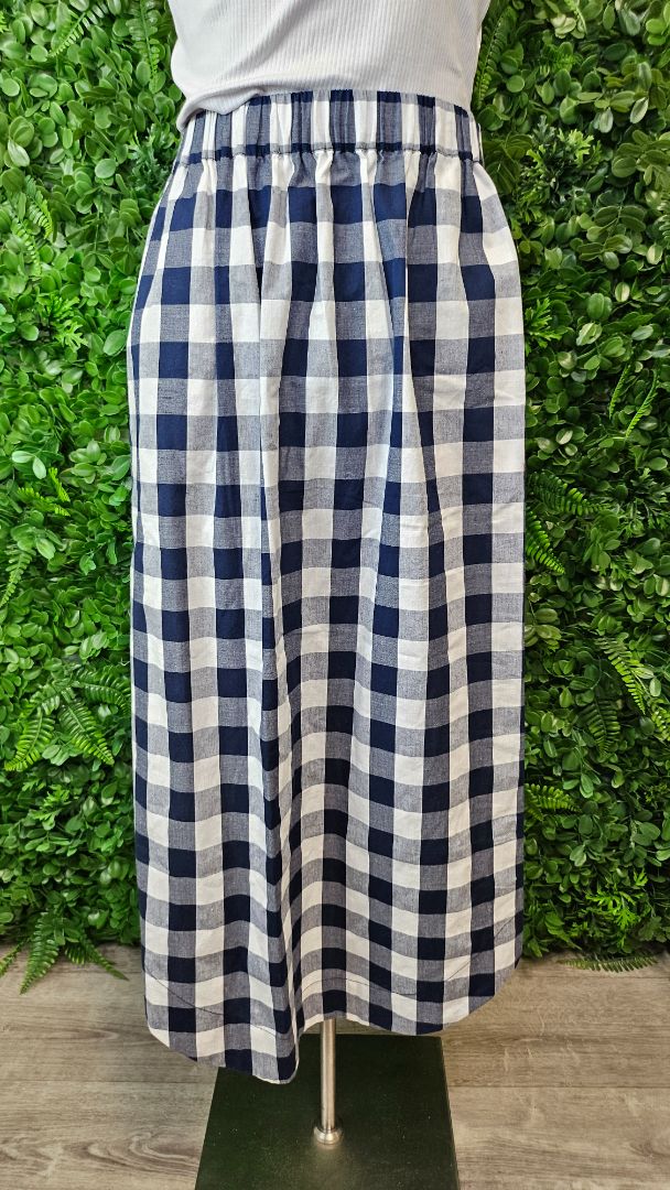 Vassalli Navy/White Gingham Skirt (8)