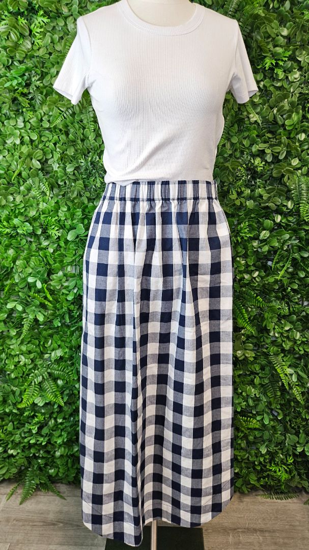 Vassalli Navy/White Gingham Skirt (8)