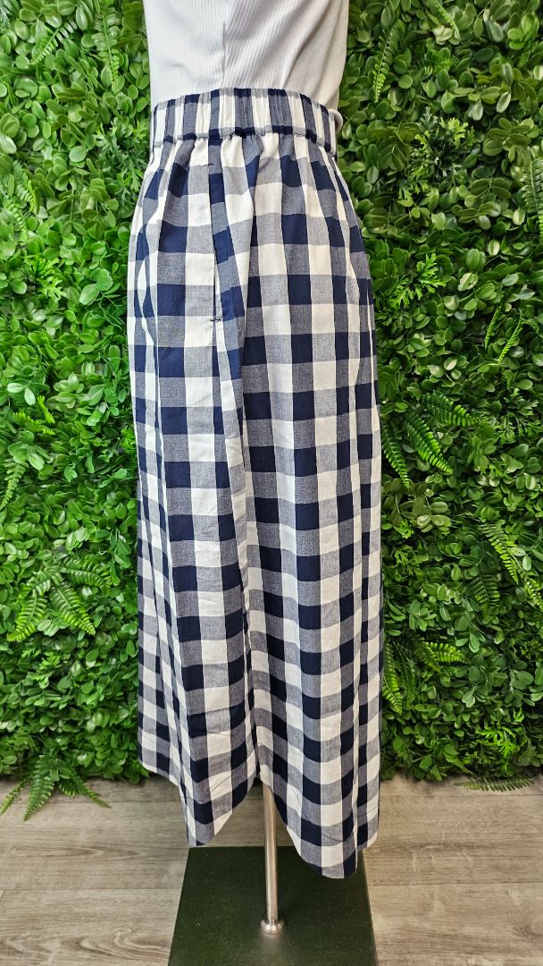 Vassalli Navy/White Gingham Skirt (8)