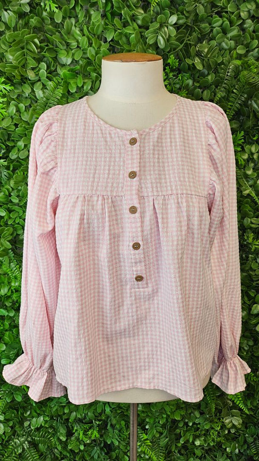 Leoni Pink Gingham Top (8-10)