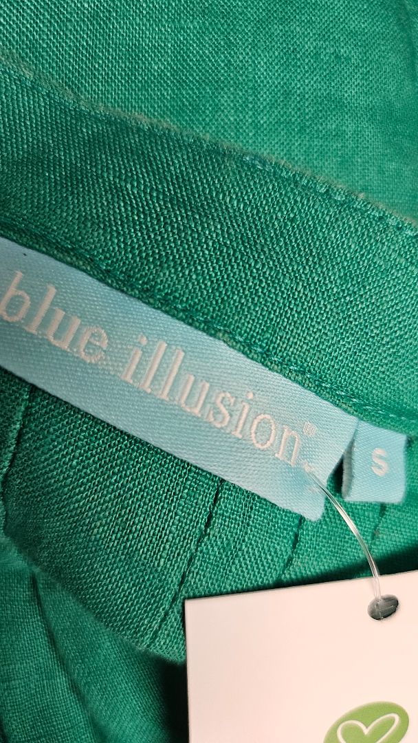 Blue Illusion Green Linen Blouse (10)