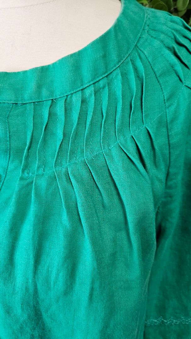 Blue Illusion Green Linen Blouse (10)