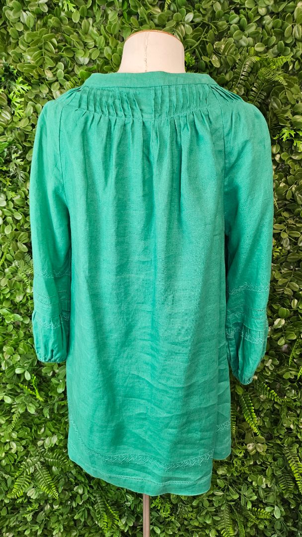 Blue Illusion Green Linen Blouse (10)