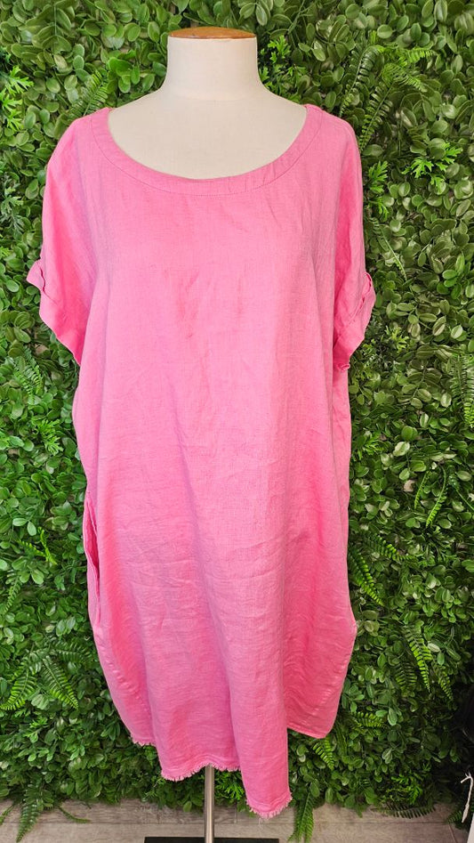 Zest Pink Linen Dress (18)