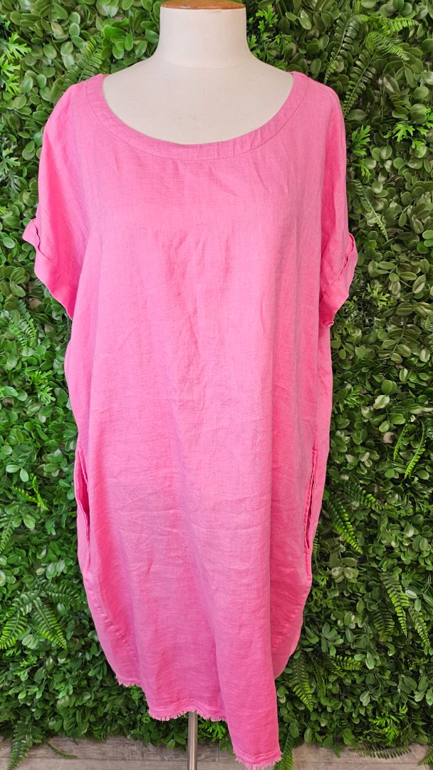 Zest Pink Linen Dress (18)