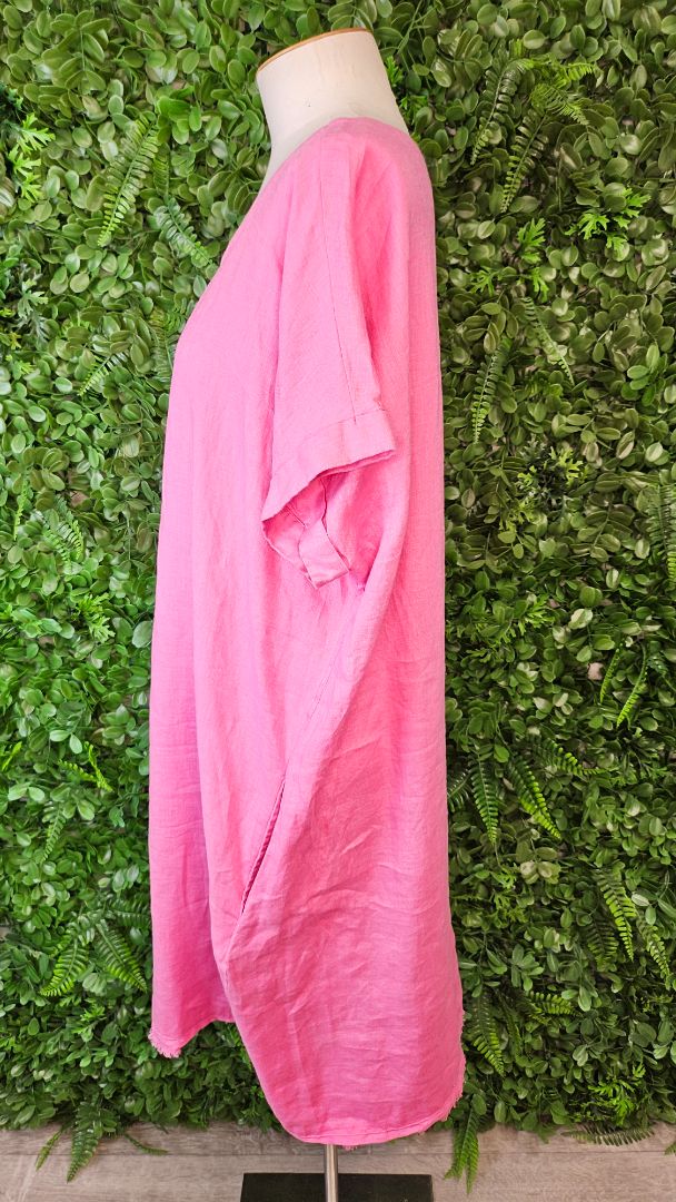 Zest Pink Linen Dress (18)