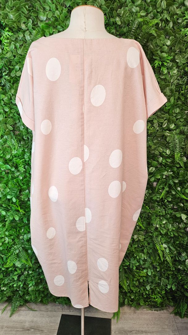 Sara Latte Polka Linen Blend Dress (16)