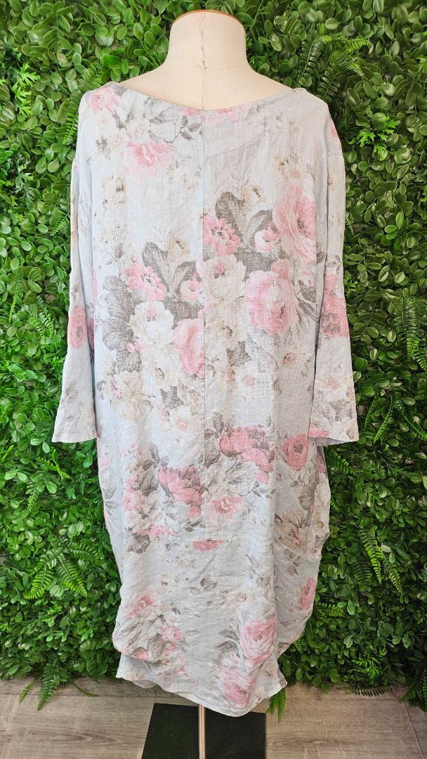 Helga May Floral Linen Dress (OSFM)