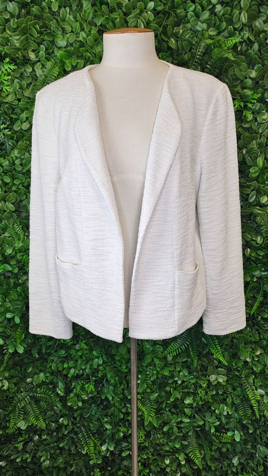 Jacqui E White Open Blazer Jacket (12)