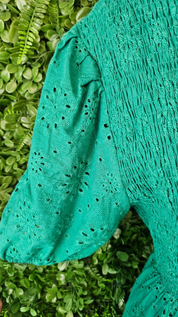 Boho Green Broderie Dress (12)