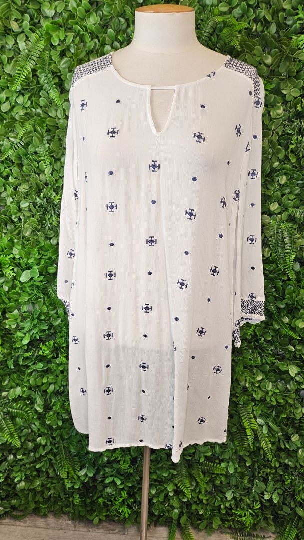 Blue Illusion White Tunic Top (14)