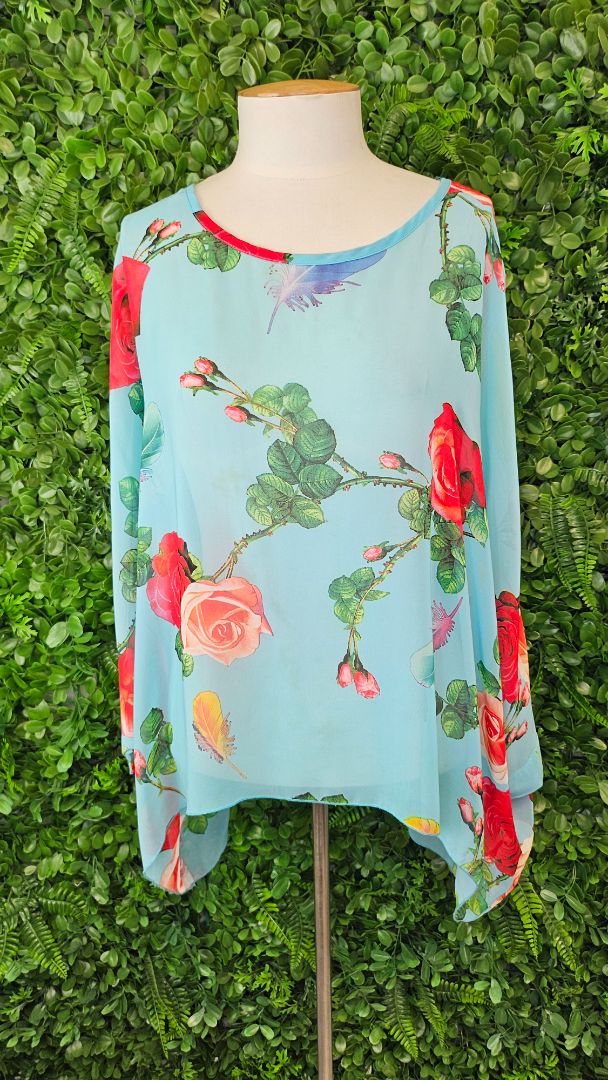 Merric Blue Sheer Floral Top (16)