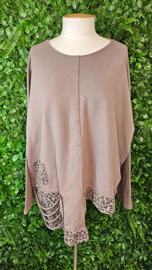 Imagine Made In Italy Brown Oversized Top (20-22)