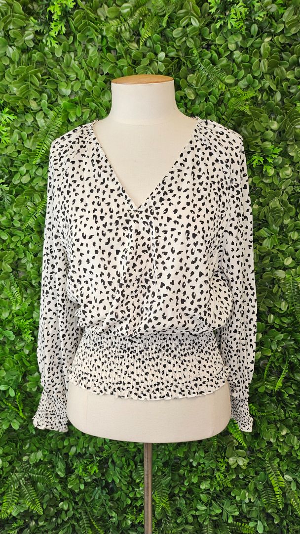 Elings Animal Print Shirred Waist Top (10)