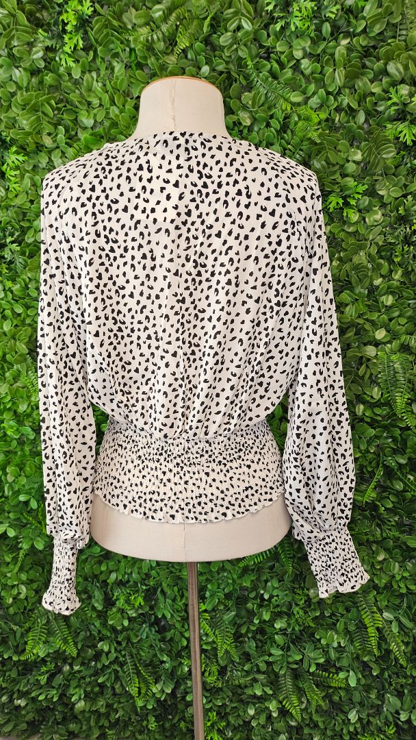 Elings Animal Print Shirred Waist Top (10)