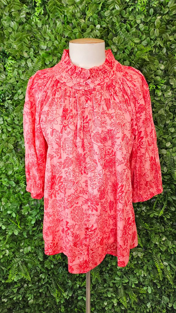 Whistle Coral Poppy Print Top BNWT 10