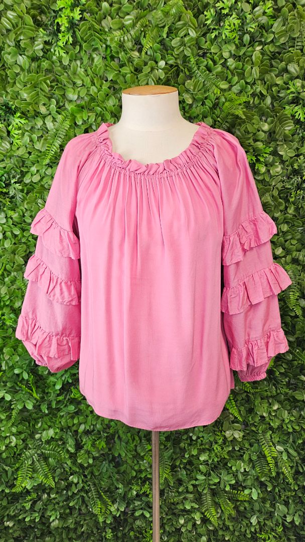 State of Play Pink Frill Sleeve Top (8)