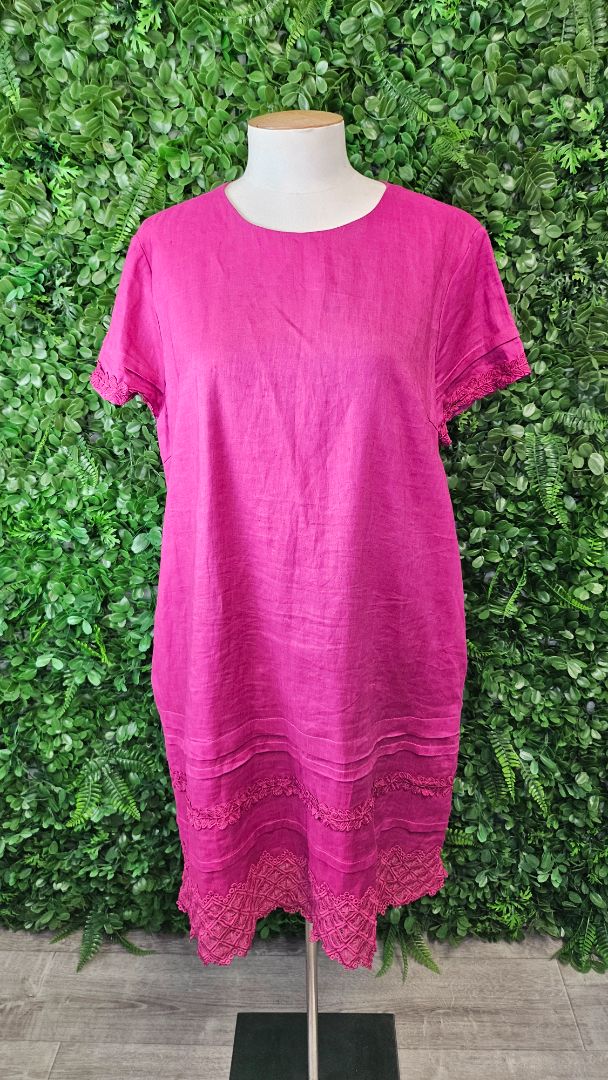 Eight Pink Linen Woven Hem Dress (16)