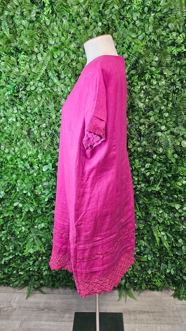 Eight Pink Linen Woven Hem Dress (16)