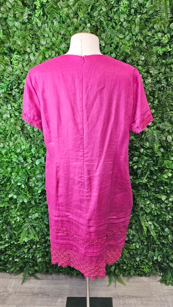 Eight Pink Linen Woven Hem Dress (16)