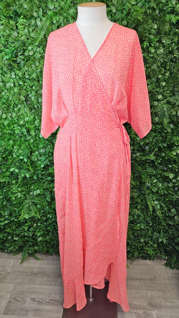 Home-lee Coral Wrap Dress (10-14)