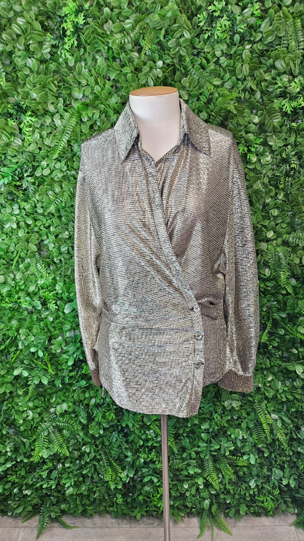 Zara Metallic Gold Wrap Top (12)