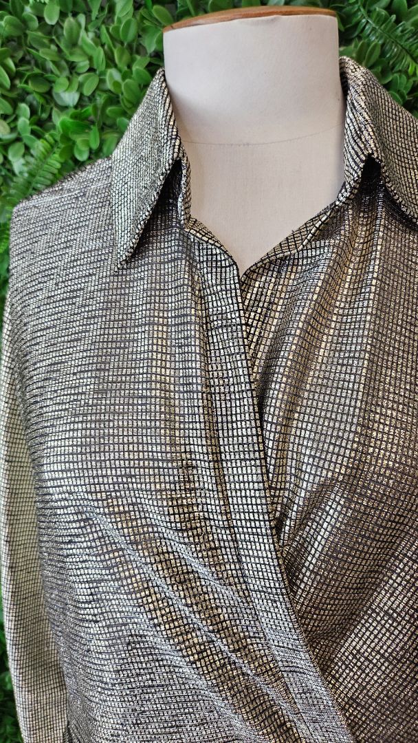 Zara Metallic Gold Wrap Top (12)