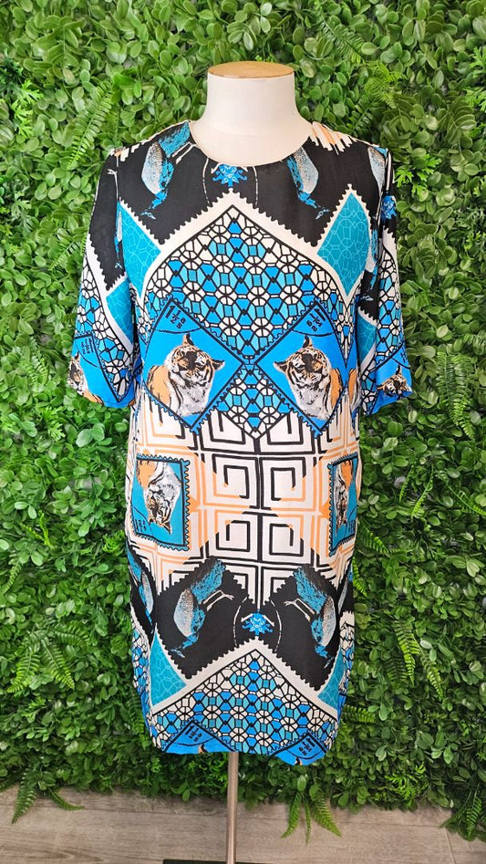 River Island Multi Tiger Shift Dress (10)