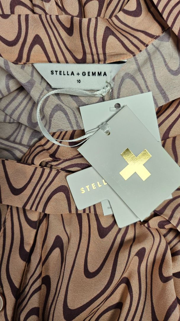 Stella+Gemma Wave Print Rivington Dress BNWT (10)