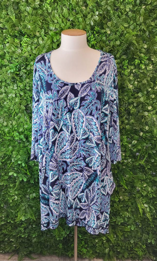 TS Blue Leaf Print Top (18)