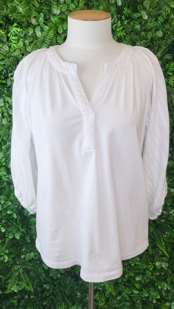 Newport White Texture Sleeve Top (10)