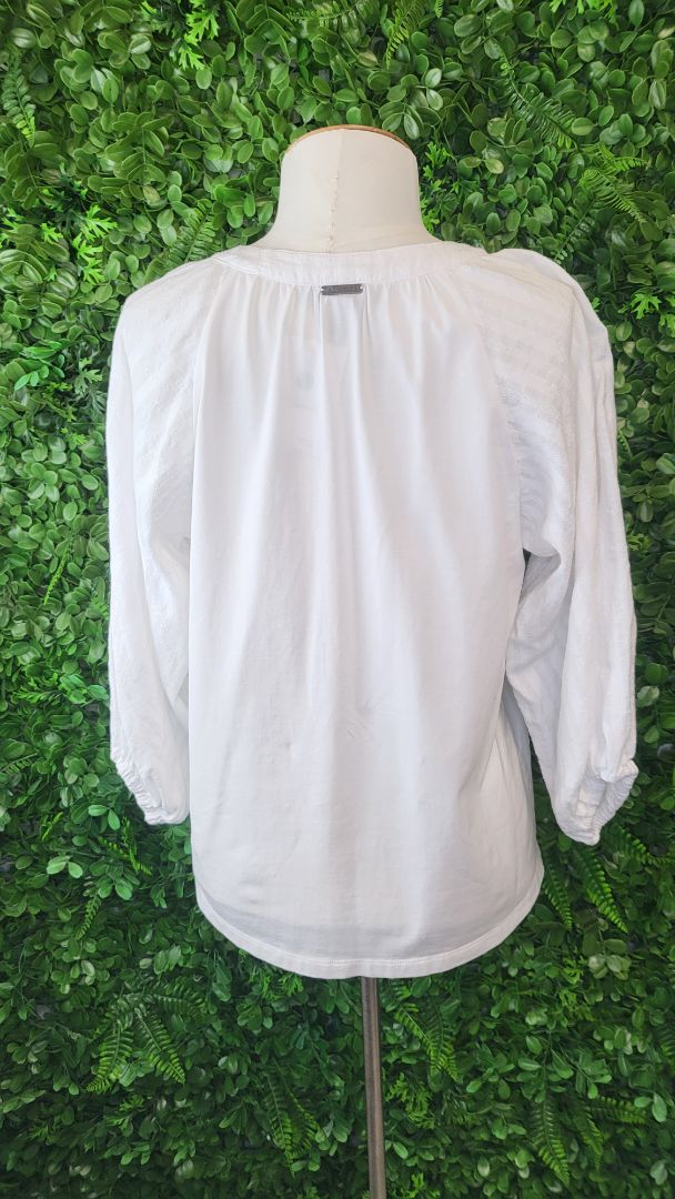 Newport White Texture Sleeve Top (10)