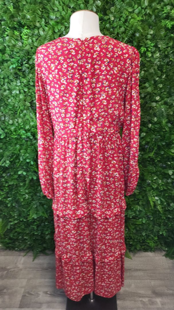 Forever New Red Floral Tier Dress (10)