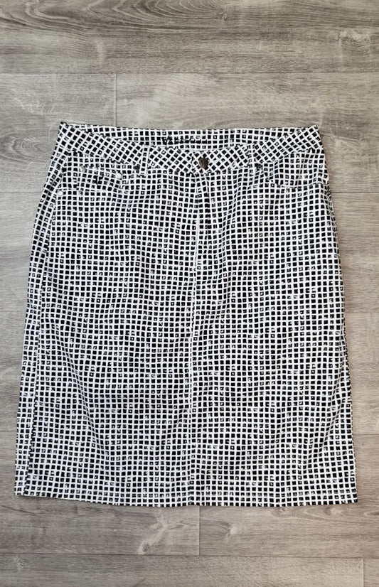 Vassalli Black/White Square Print Skirt (14)