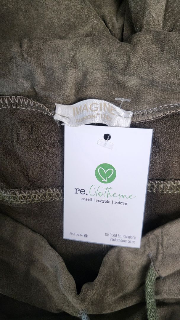 Imagine Fashion Olive Faux Suede Pant (12-14)