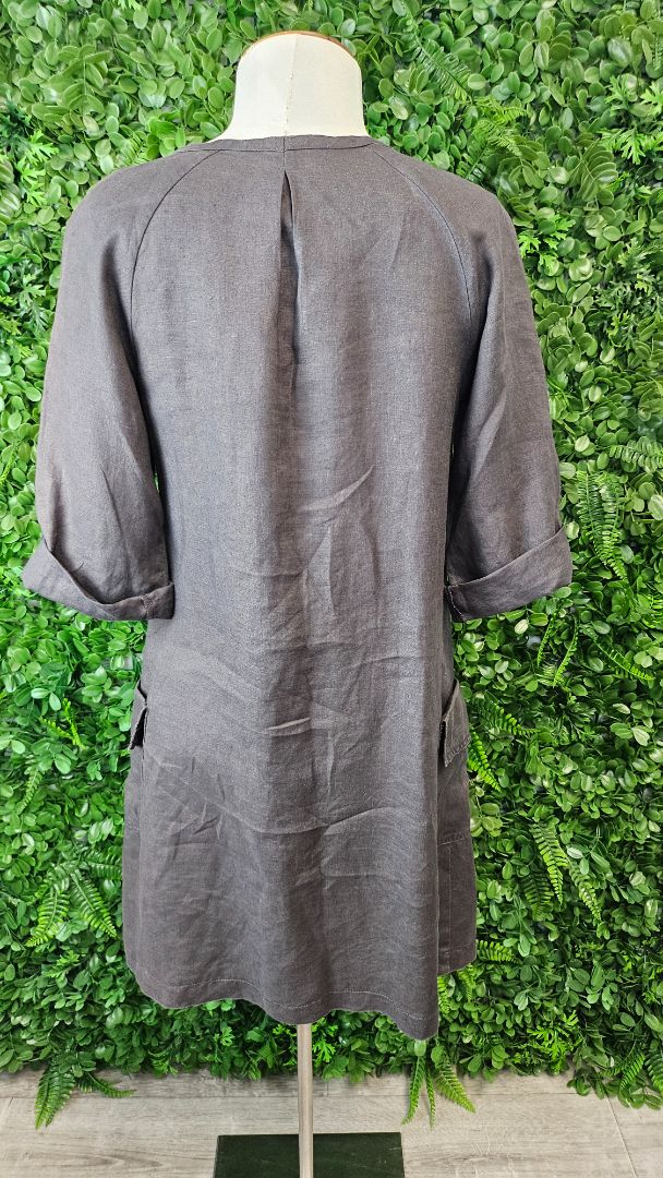 Marilyn Seyb Brown Linen Blend Dress (10)