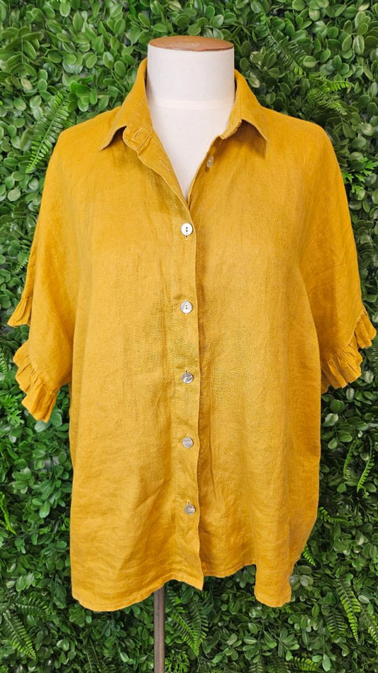 Eb & Ive Mustard Button Thru Top (OSFM)