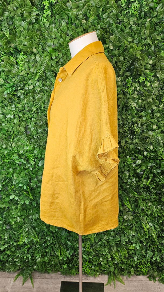 Eb & Ive Mustard Button Thru Top (OSFM)