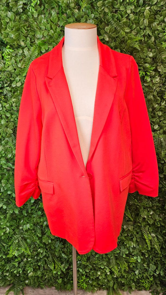 Betty Basics Tomato Red Ponte Blazer (16)