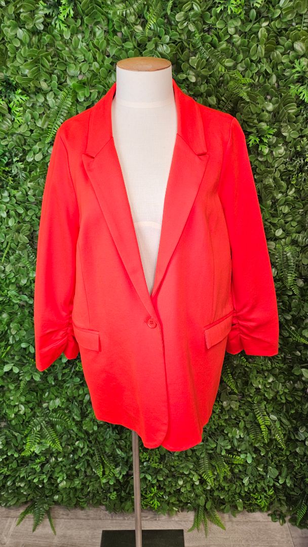 Betty Basics Tomato Red Ponte Blazer (16)