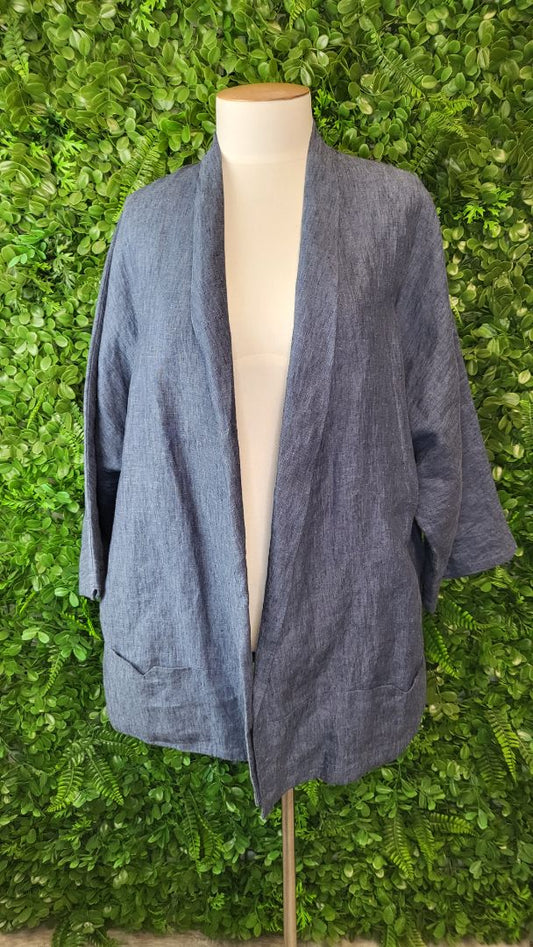 Evas Sunday Blue Linen Blazer (12-14)