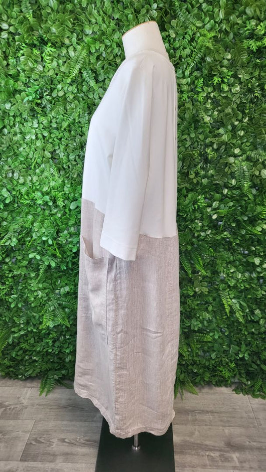 Jigsaw Cream/Oat Linen Contrast Dress (18)