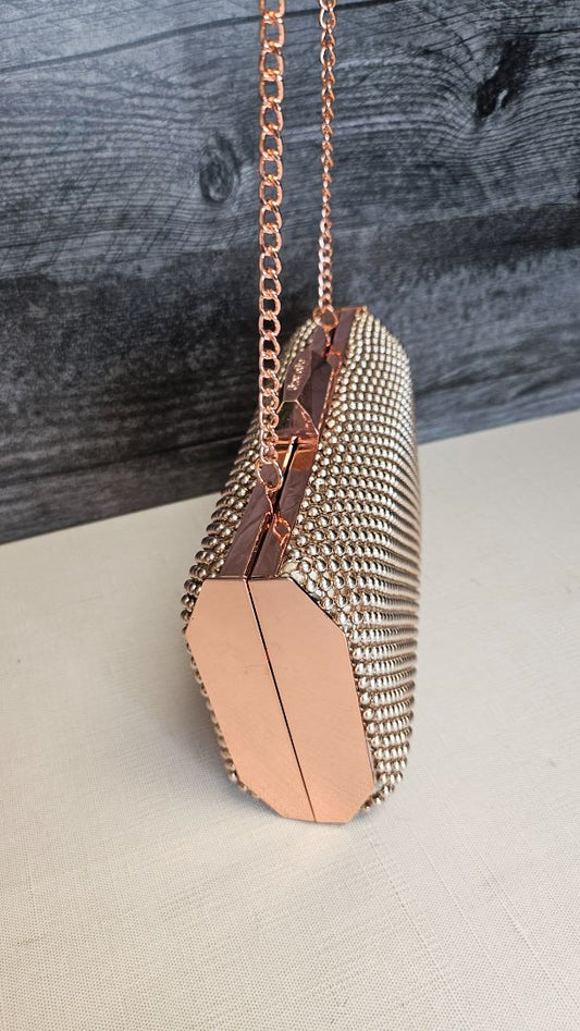 Olga Berg Rose Gold Crystal Clutch (19cmx12cmx5cm)