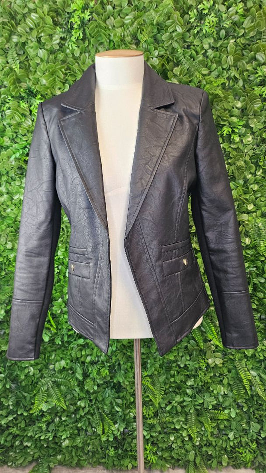 River Island Black Pleather Blazer (10)