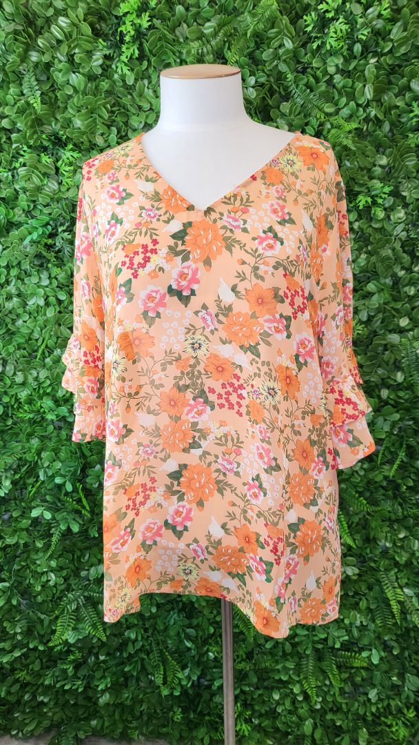 Shine On Label Orange Floral Tops (14)