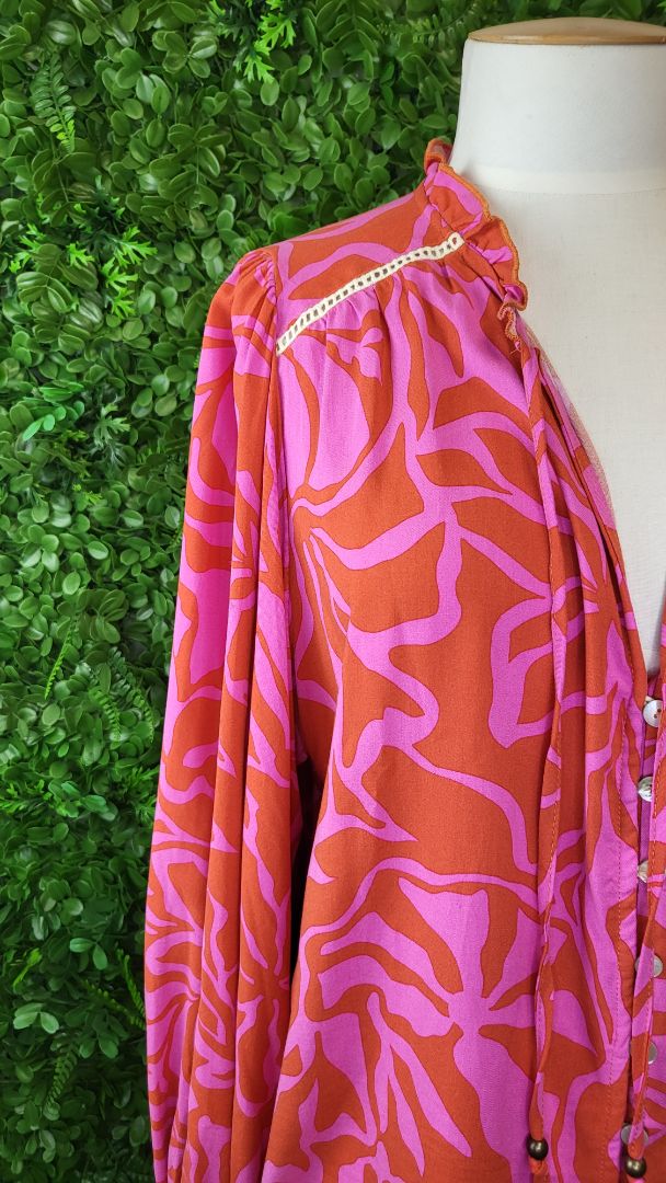 Iris Maxi Pink/Orange Patterned Top (14)